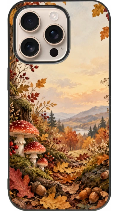 Coque iPhone 16 Pro - Silicone rigide noir Autumn 26 Illustrated Autumn