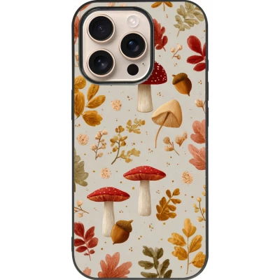 iPhone 16 Pro Case Hülle - Silikon schwarz Autumn 26 Mushrooms and leaves
