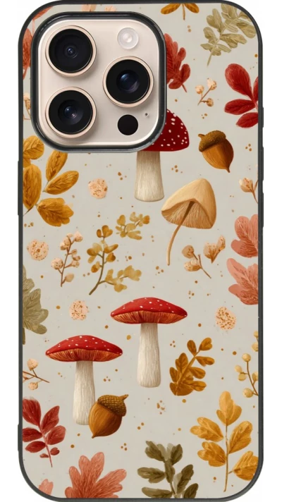 Coque iPhone 16 Pro - Silicone rigide noir Autumn 26 Mushrooms and leaves