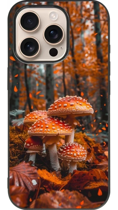 Coque iPhone 16 Pro - Silicone rigide noir Autumn 26 Mushrooms in the woods