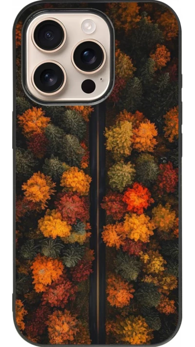 Coque iPhone 16 Pro - Silicone rigide noir Autumn 26 Road in autumn