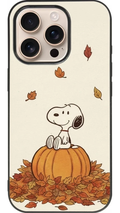 Coque iPhone 16 Pro - Silicone rigide noir Autumn 26 Snoopy autumn