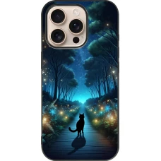 iPhone 16 Pro Case Hülle - Silikon schwarz Schwarze Katze Spaziergang
