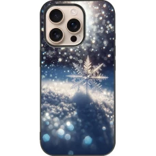 Coque iPhone 16 Pro - Silicone rigide noir Flocon Solaire Éclat