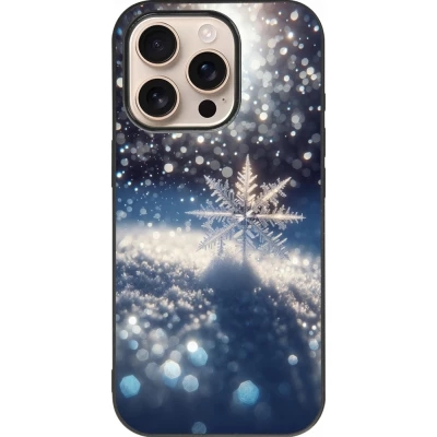 iPhone 16 Pro Case Hülle - Silikon schwarz Schneeflocke Solar Glanz