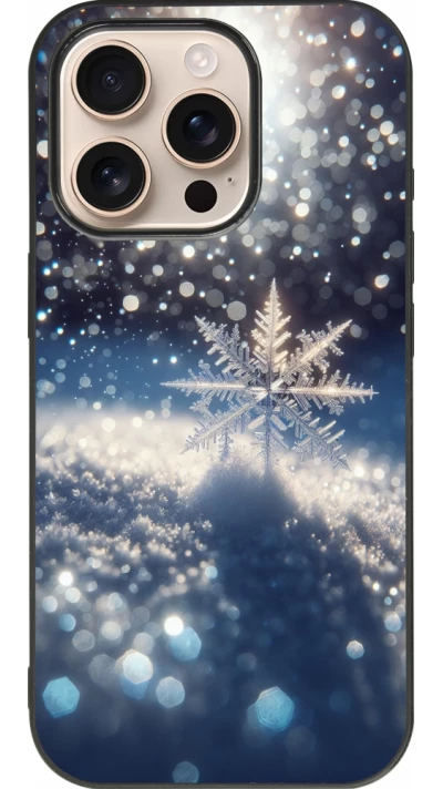 iPhone 16 Pro Case Hülle - Silikon schwarz Schneeflocke Solar Glanz
