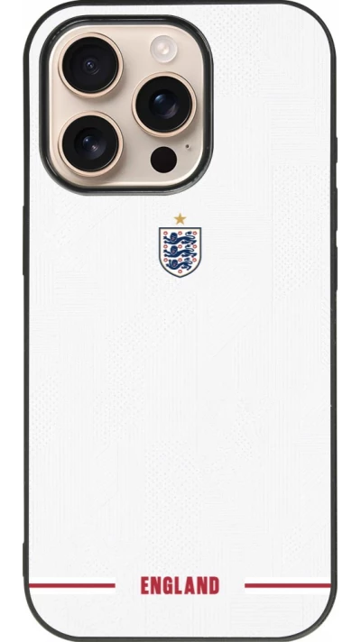 Coque iPhone 16 Pro - Silicone rigide noir Maillot de football Angleterre 2026 personnalisable
