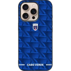Coque iPhone 16 Pro - Silicone rigide noir Maillot de football Cap-Vert 2026 personnalisable