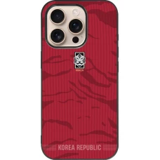 Coque iPhone 16 Pro - Silicone rigide noir Maillot de football Corée du Sud 2026 personnalisable