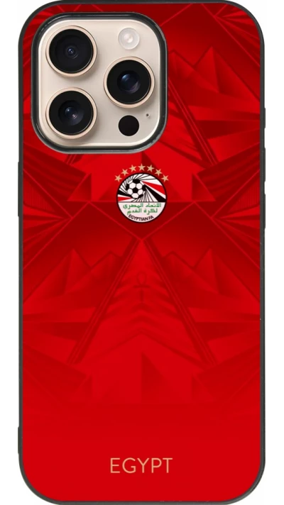 Coque iPhone 16 Pro - Silicone rigide noir Maillot de football Égypte 2026 personnalisable