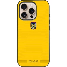 Coque iPhone 16 Pro - Silicone rigide noir Maillot de football Équateur 2026 personnalisable