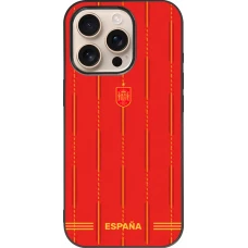 Coque iPhone 16 Pro - Silicone rigide noir Maillot de football Espagne 2026 personnalisable