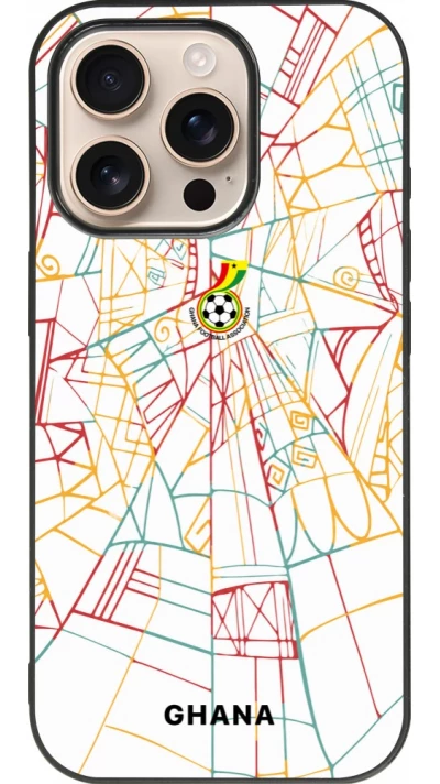 Coque iPhone 16 Pro - Silicone rigide noir Maillot de football Ghana 2026 personnalisable
