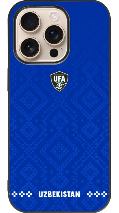 iPhone 16 Pro Case Hülle - Silikon schwarz Usbekistan 2026 personalisierbares Fussballtrikot