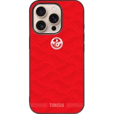 Coque iPhone 16 Pro - Silicone rigide noir Maillot de football Tunisie 2026 personnalisable