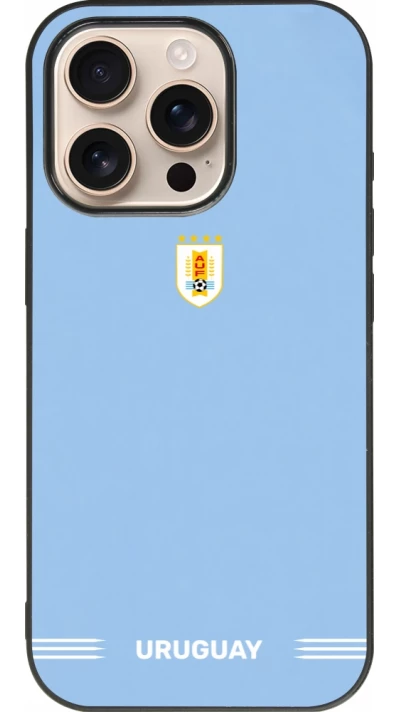 iPhone 16 Pro Case Hülle - Silikon schwarz Uruguay 2026 personalisierbares Fussballtrikot