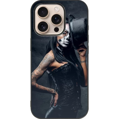 iPhone 16 Pro Case Hülle - Silikon schwarz Halloween 22 Tattooed Girl