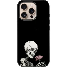 Coque iPhone 16 Pro - Silicone rigide noir Halloween 2023 rose and skeleton
