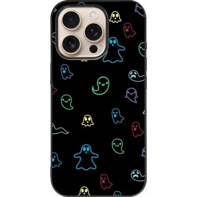 iPhone 16 Pro Case Hülle - Silikon schwarz Halloween 2024 colorful ghosts