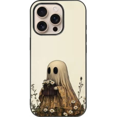 Coque iPhone 16 Pro - Silicone rigide noir Halloween 2025 Ghost gardener