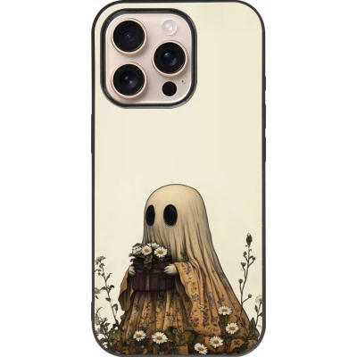 Coque iPhone 16 Pro - Silicone rigide noir Halloween 2025 Ghost gardener