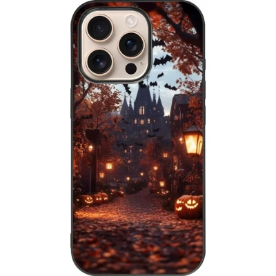 iPhone 16 Pro Case Hülle - Silikon schwarz Halloween 2025 Haunted house