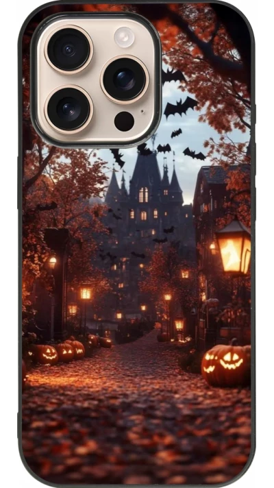 iPhone 16 Pro Case Hülle - Silikon schwarz Halloween 2025 Haunted house