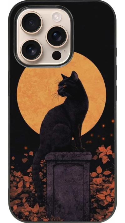 iPhone 16 Pro Case Hülle - Silikon schwarz Halloween 2026 Cat Art Nouveau