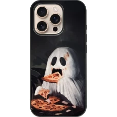 iPhone 16 Pro Case Hülle - Silikon schwarz Halloween 2026 Ghost eating pizza