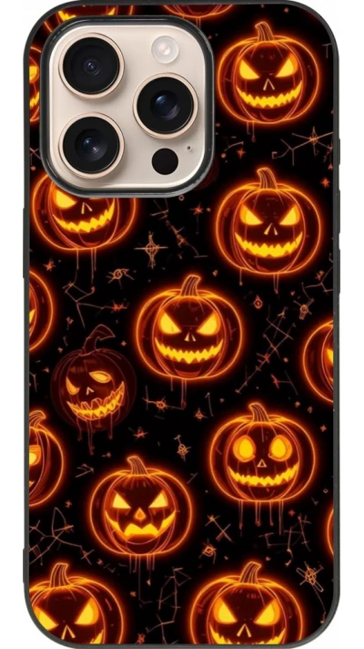 iPhone 16 Pro Case Hülle - Silikon schwarz Halloween 2026 Pattern Pumpkins