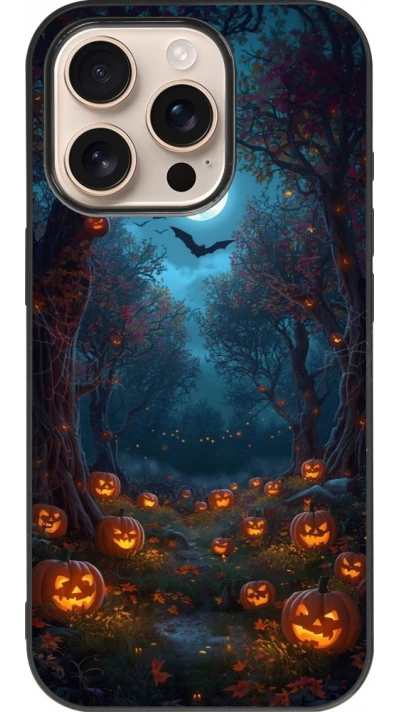 iPhone 16 Pro Case Hülle - Silikon schwarz Halloween 2026 Road of Pumpkins
