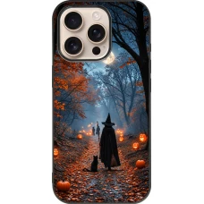 iPhone 16 Pro Case Hülle - Silikon schwarz Halloween 2026 Witch with a cat