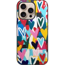 iPhone 16 Pro Case Hülle - Silikon schwarz Joyful Hearts