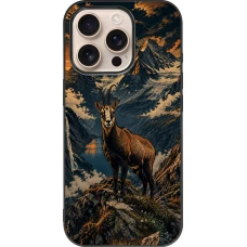 Coque iPhone 16 Pro - Silicone rigide noir Linocut Chamois