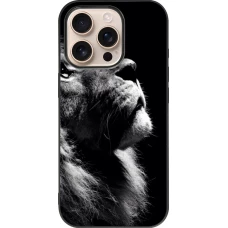 iPhone 16 Pro Case Hülle - Silikon schwarz Lion looking up
