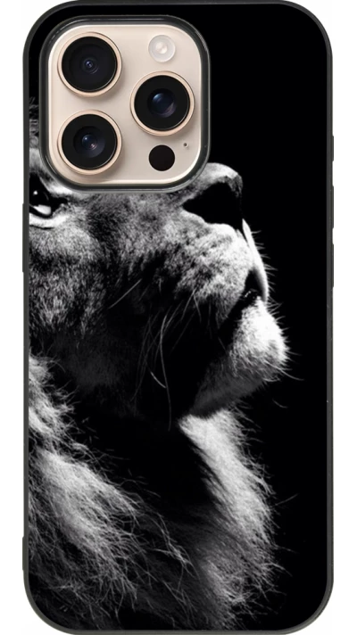 iPhone 16 Pro Case Hülle - Silikon schwarz Lion looking up