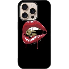 iPhone 16 Pro Case Hülle - Silikon schwarz Lips bullet