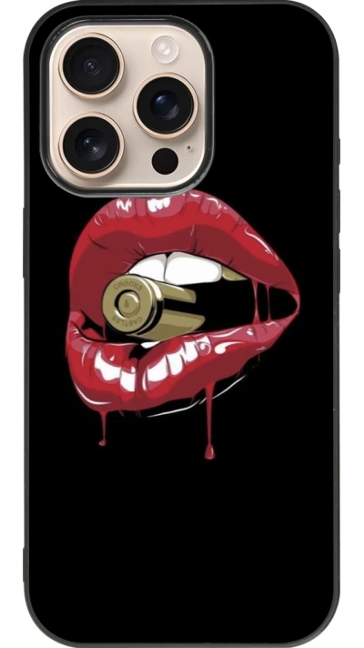 iPhone 16 Pro Case Hülle - Silikon schwarz Lips bullet