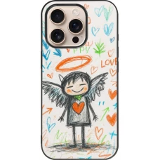iPhone 16 Pro Case Hülle - Silikon schwarz Little Angel Sketch Love