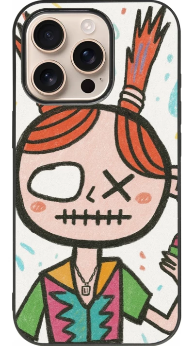 iPhone 16 Pro Case Hülle - Silikon schwarz Little Girl Sketch