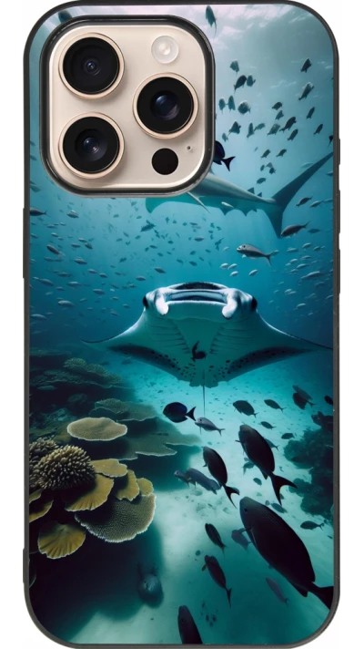 iPhone 16 Pro Case Hülle - Silikon schwarz Manta Lagune Reinigung