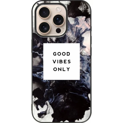 iPhone 16 Pro Case Hülle - Silikon schwarz Marble Good Vibes Only