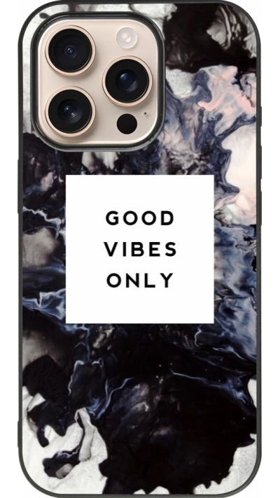 iPhone 16 Pro Case Hülle - Silikon schwarz Marble Good Vibes Only
