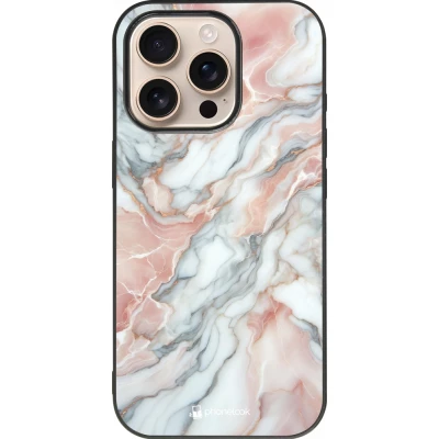 iPhone 16 Pro Case Hülle - Silikon schwarz Rosa Leuchtender Marmor