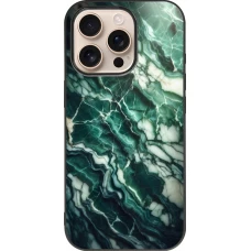 iPhone 16 Pro Case Hülle - Silikon schwarz Majestätischer grüner Marmor