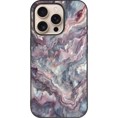 iPhone 16 Pro Case Hülle - Silikon schwarz Violetter silberner Marmor
