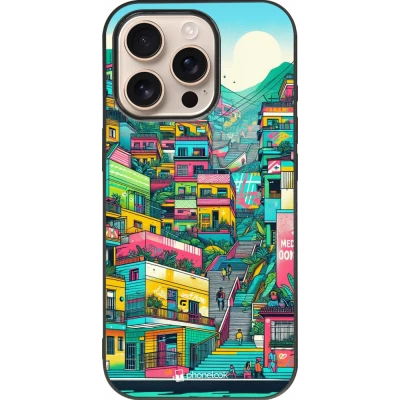 iPhone 16 Pro Case Hülle - Silikon schwarz Medellin Comuna 13 Kunst