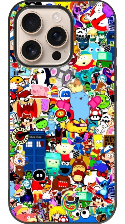 iPhone 16 Pro Case Hülle - Silikon schwarz Mixed cartoons