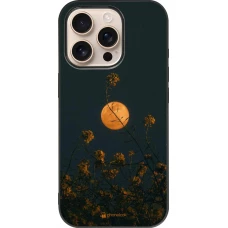 Coque iPhone 16 Pro - Silicone rigide noir Moon Flowers