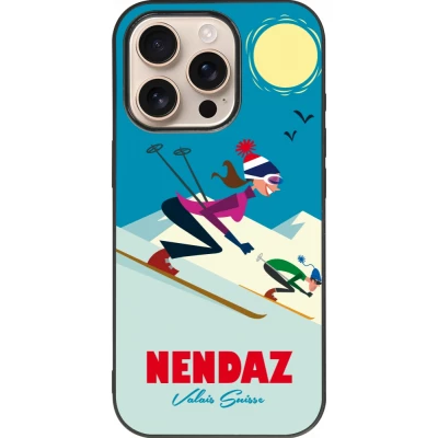 iPhone 16 Pro Case Hülle - Silikon schwarz Nendaz Ski Downhill